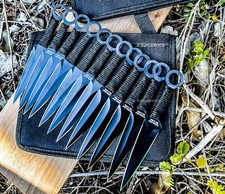 12pc Black Ninja Throwing Knife Set Hunting Combat Naruto Kunai Knives +Sheath picture
