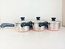Revere Ware 6 Piece Cookware Copper Bottom W/Lids Stainless Steel picture