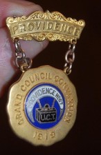 RARE ANTIQUE 1919 UCT UNITED COMMERCIAL TRAVELERS  PIN  MEDAL PROVIDENCE 67 Ri. picture