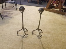 Pair 13” signed Tiffany Brass Candlestcks - Root Collectiono picture