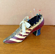 Vintage decorative Victorian-styled ladies shoe-shaped pincushion picture