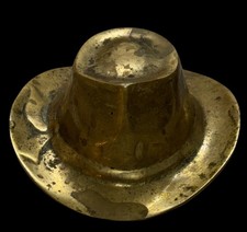 Vintage Solid Brass Cowboy Hat Ashtray Heavy Western Decor 4.5