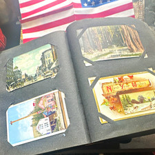 Leather Tartarian Color Postcard Photograph Album Travel Americana Scenic Views picture