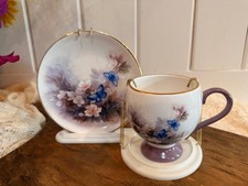 Vintage Lena Liu Blossoms and Butterflies Teacup Saucer Set w/ Original Stand picture