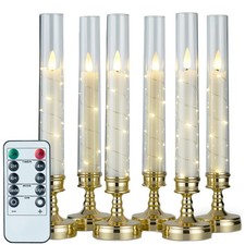 Prerish 6-Pc Flameless LED Candles w/ Remote & Timer, Flickering Star String Lig picture