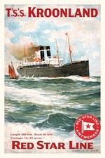 Vintage T.S.S. Kroonland Ship Poster 🌊 - 1910s Nautical Art - 24x36” - Premium picture