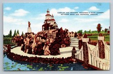 Vintage Linen Postcard Petersen's Rock Garden Bend Oregon Castle Bridge picture