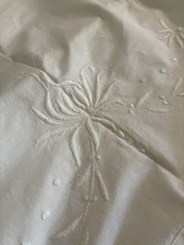 Antique 19thC Whitework Hand Embroidered Flat Sheet Full 101x82 Center Seam NOS picture