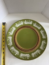 Vintage Florentine Lime Green & Gold Accent Ceramic Plate - Italy With Rope picture