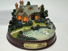 Thomas Kinkade “Everett’s Cottage” Lighted Cottage Collection Lights Up. picture