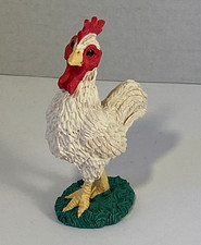 Vtg 90s White Rooster Chicken Figurine Statue Farm Animal Decor nos picture