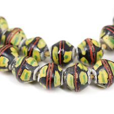 King Venetian Trade Beads Black Yellow Red Africa 34Inch picture