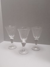 (3) Artland Hand Blown Clear Glass Iris Bubble Goblets picture