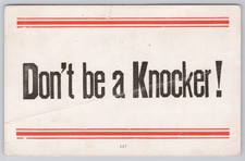 1913 Motto Don't Be A Knocker Galt Ontario Canada Posted Antique Postcard 1 cent picture