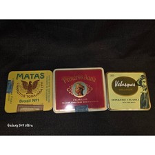 Vintage Empty Advertising Tins Lot 3 Villiger Princess Java Velasques Matas picture