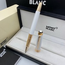 Montblanc Rollerball Pen White Gold Trim Luxury Writing Instrument New Box picture
