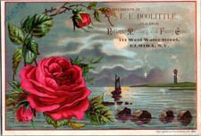 Victorian Trade Cards 1883 - 1920's F.E. Doolittle, Millinery, Elmira, New York picture