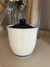 Pfaltzgraff Denim Canister Cookie Jar 6.5” stoneware Farmhouse #503 picture