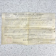 Antique 1844 John Tyler Land Grant Jasper Couny Indiana District of Sands picture