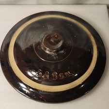 Vintage Brown-Glazed 5&6 Gallon Stoneware Crock Lid, 13-Inch Diameter picture