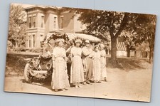 c1910 RPPC Celebratory Event Ladies In Front Of Car Real Photo AZO Postcard picture
