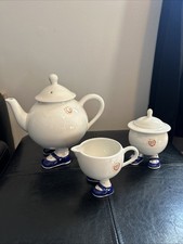 Vintage Carlton Ware Walking Ware-3 Piece Tea Creamer Set Blue Mary Jane Shoes  picture