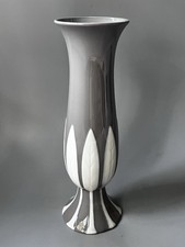 Vtg Lenox Porcelain Gray White Raised Leaf Tulip Trumpet Bud Vase Mark 390 USA picture