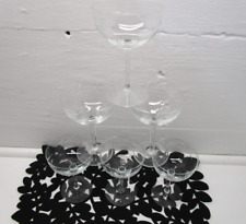 Champagne/Tall Sherbet Vintage Leaf Etched Glasses Set Of 6 Clear Crystal Glass picture