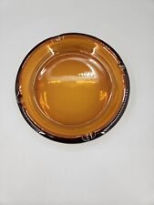 Vintage Large Round Dark  Amber Glass Cigar/Cigarette Ashtray 8” Heavy 4 Slots picture