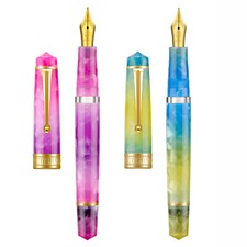 Asvine P20 Piston Fountain Pen EF/F/M/1.1 Nib Purple Yellow Acrylic Writing Pen picture