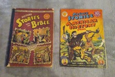 (2) Golden Age Comics Lot Picture Stories From The Bible & American History picture