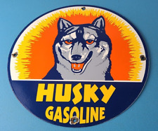 Vintage Husky Gasoline Porcelain Sign - Gas Service Motor Oil Pump Plate Sign picture