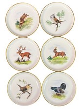 6 Rosenthal Gefiederte Welt 3.5” Mini Butter Plates Forest Animals Game A Ekl picture