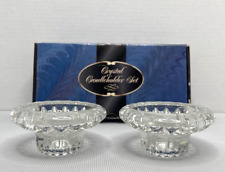 Vintage Darby Clear Crystal Taper Candlestick Holders Set 2 Short Footed picture