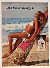 Coppertone QT Quick Tanning Suntan Lotion Bikini Model Vintage Print Ad 1981 picture