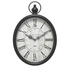 Menterry Large Oval Retro Wall Clock, Rustic Vintage Style, Antique Black picture