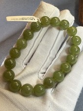 9.9mm Natural Hetian Jade Bracelet – Lake Green Nephrite Jade Collection picture