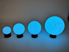 Blue Glow-In-The-Dark Balls Crystal Glass Luminous Sphere Stone + Free Stand US picture