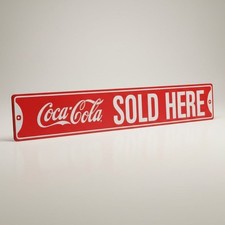 Coca-Cola Sold Here Embossed Metal Street Sign picture