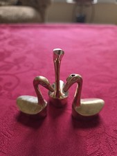 Vintage Miniature Brass Swan Figurines picture