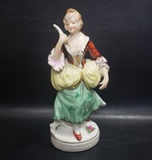 Vintage Victorian Lady with Fan Porcelain Figurine Colonial Woman 7.25” Japan picture