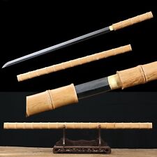 Handmade Folded Steel Clay tempered Shirasaya Samurai Sword  Sharp bamboo Saya picture