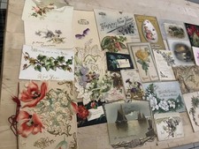Job lot 31 Victorian Edwardian Christmas New Year Greeting Cards picture