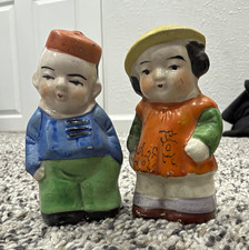 Vintage Japan Ceramic Boy & Girl Figural Salt & Pepper Shakers Set picture