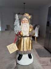 INO SCHALLER Vintage-Style gold beaded Santa Candy Container picture
