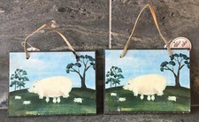 VTG Farmhouse Pigs Chesapeake Bay Hand Painted Slate Wall folk Art pair NWT picture