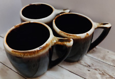 3 ~ Brown Drip Ceramic/ Pottery Mugs ~ 8ozs ~ Coffee/ Tea  picture