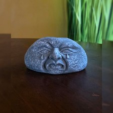 Vintage Face Garden Stone Candle Holder Upset Crying 5