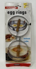 VTG 1982 Fairgrove Aluminum Egg Rings w Hardwood Handles 2pk #502 3.5