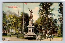 Holyoke MA-Massachusetts, Statue in Hamden Park, Souvenir Vintage Postcard picture